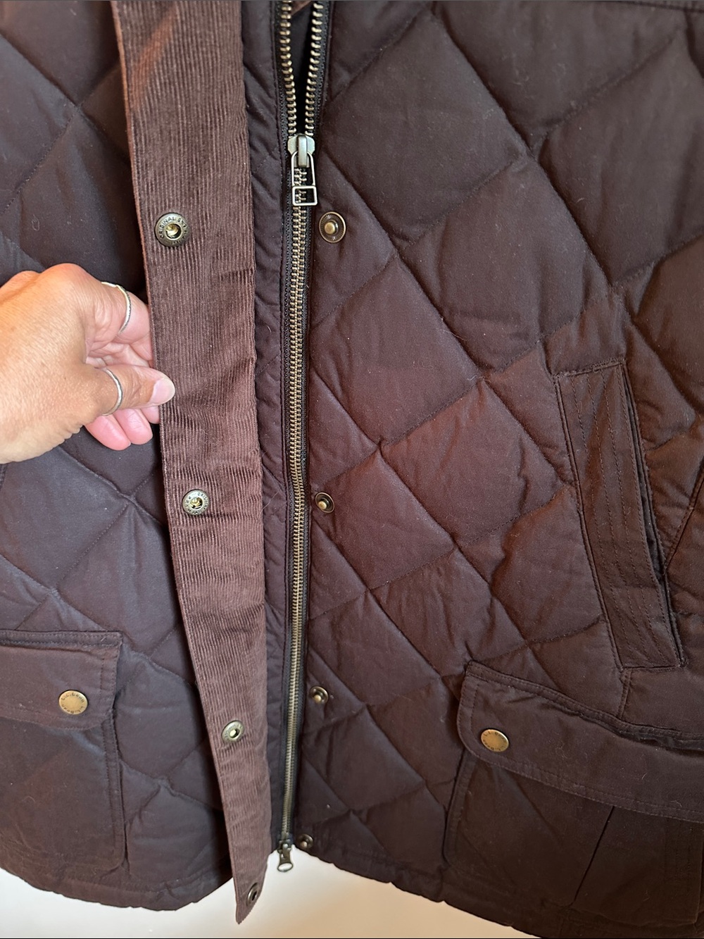 L.L. Bean Women's Upcountry Waxed Cotton Down Vest in Dark Brown - Picture 3 of 6